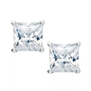 Cubic Zirconia Square Stud Earrings